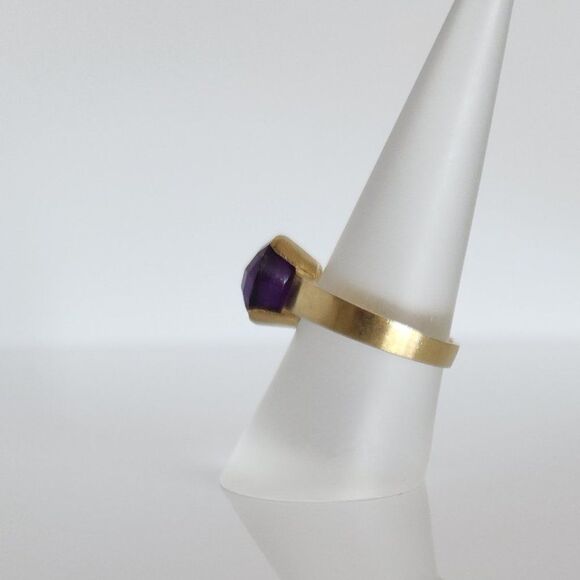 Amethyst Deep Purple Ring 14K YG over Sterling Silver Size 7 - Picture 5 of 9